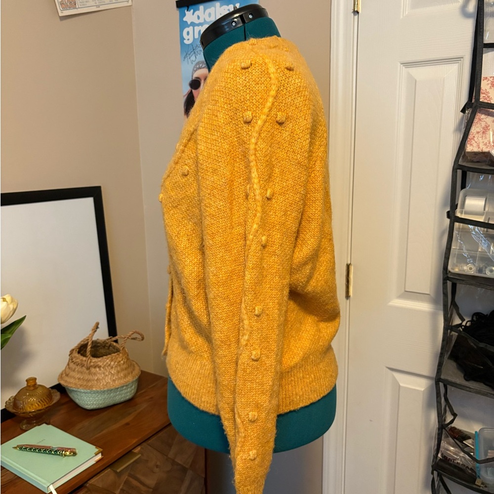 Vero Moda Mustard Yellow Cardigan Sweater Classic V-Neck - Picture 2 of 6